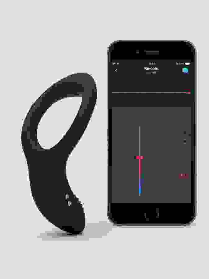 Lovense Diamo App Controlled Rechargeable Cock Ring, Black, hi-res